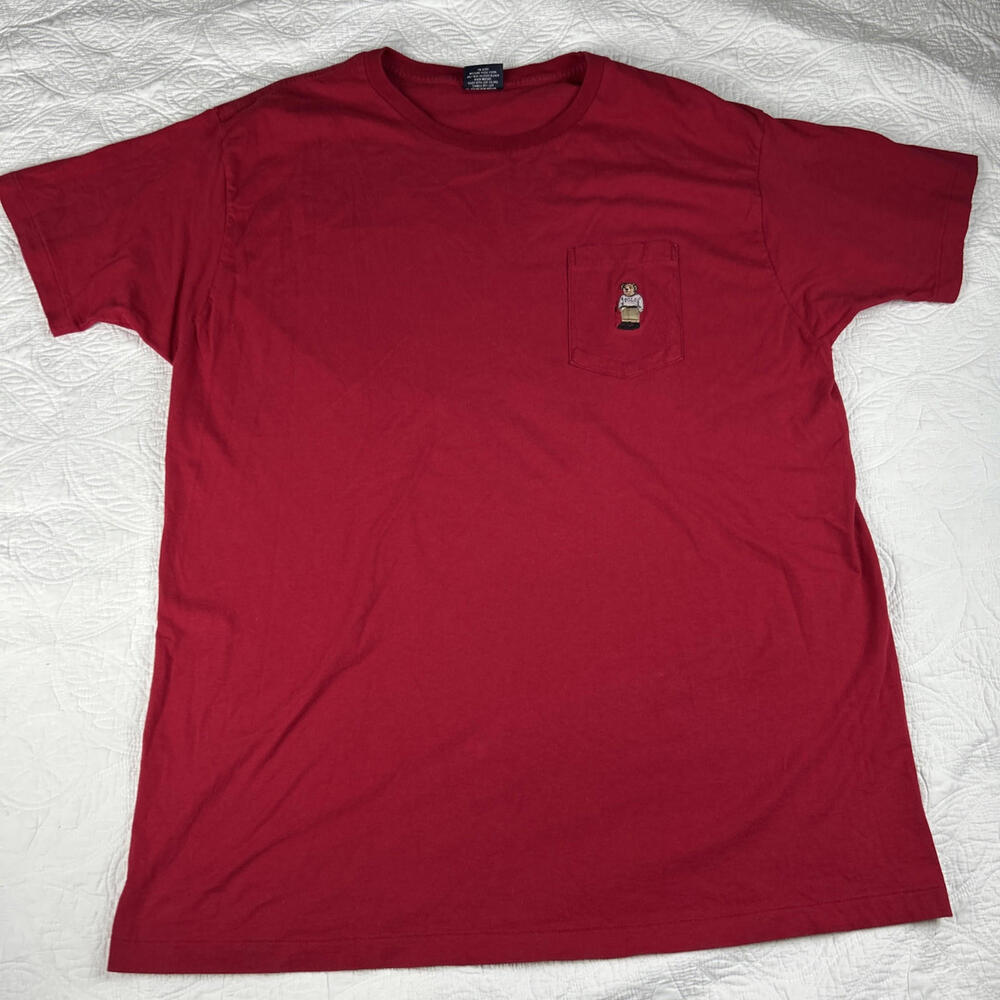 Vintage Ralph Lauren Polo Bear Men's Large  T Shirt Pocket USA Red